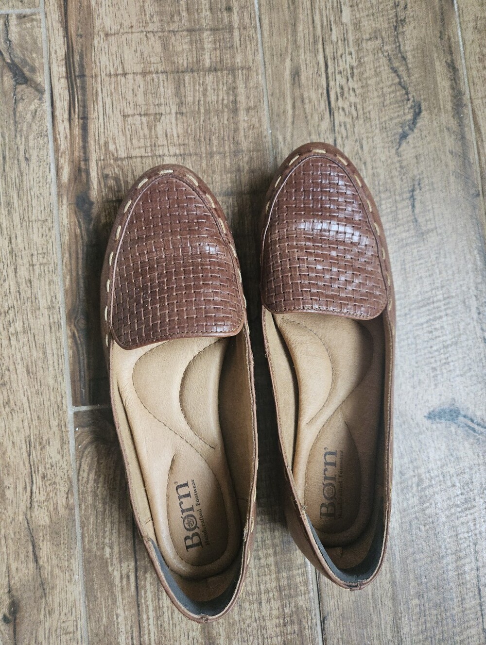 Born brown woven leather mule flats, 7 - 8
